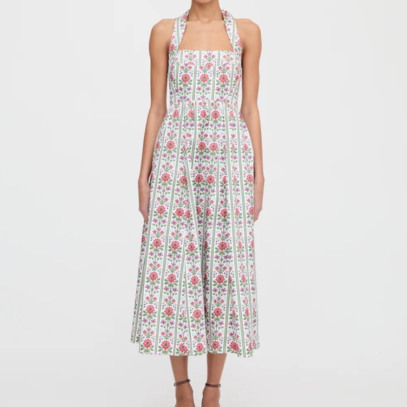 hill house home Dresses & Skirts - Hill House Fleur Floral Halter Midi Dress in White and Pink